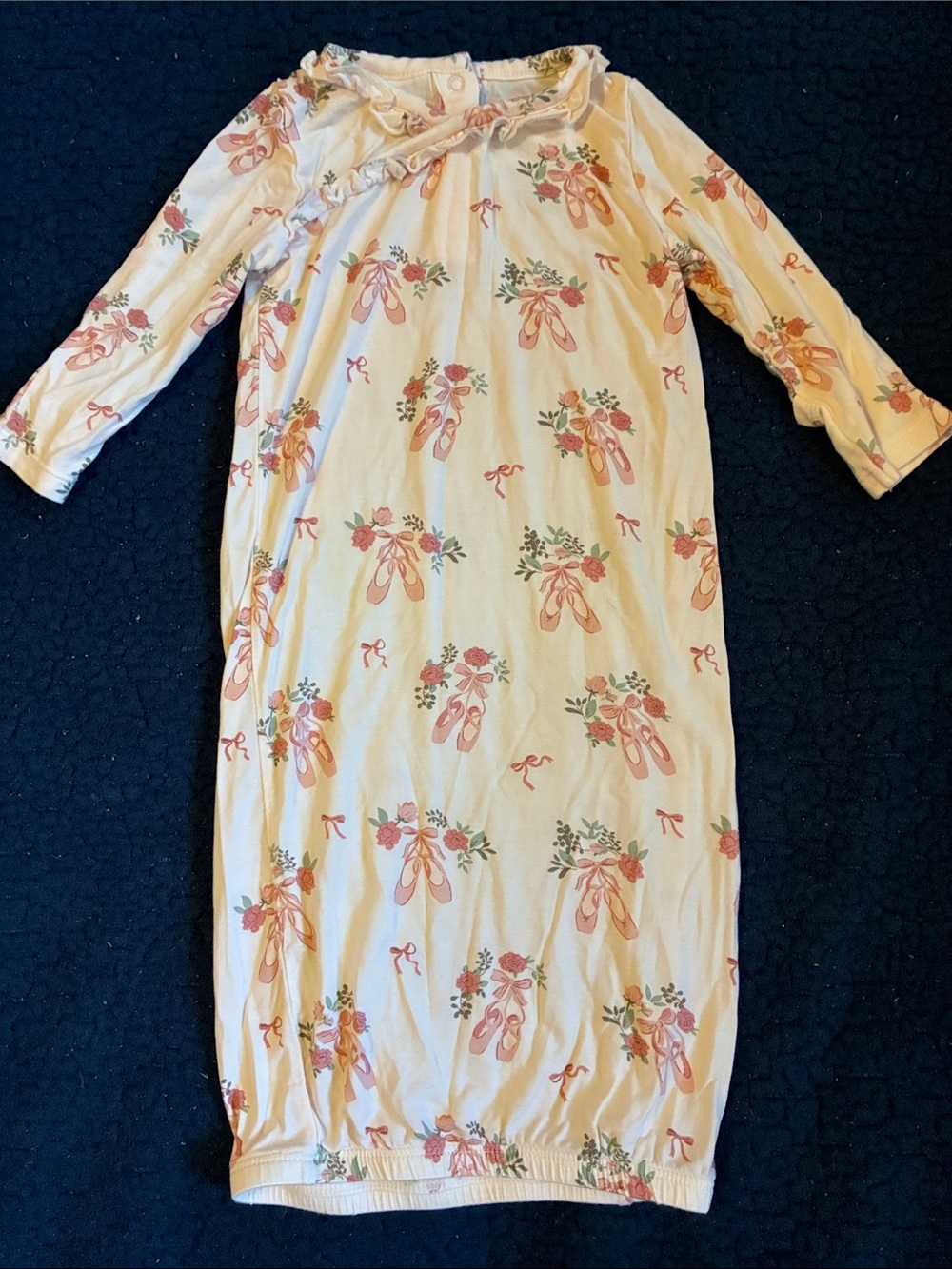 Angel Dear Cream Ballet Slipper Print Long Sleeve Nightgown